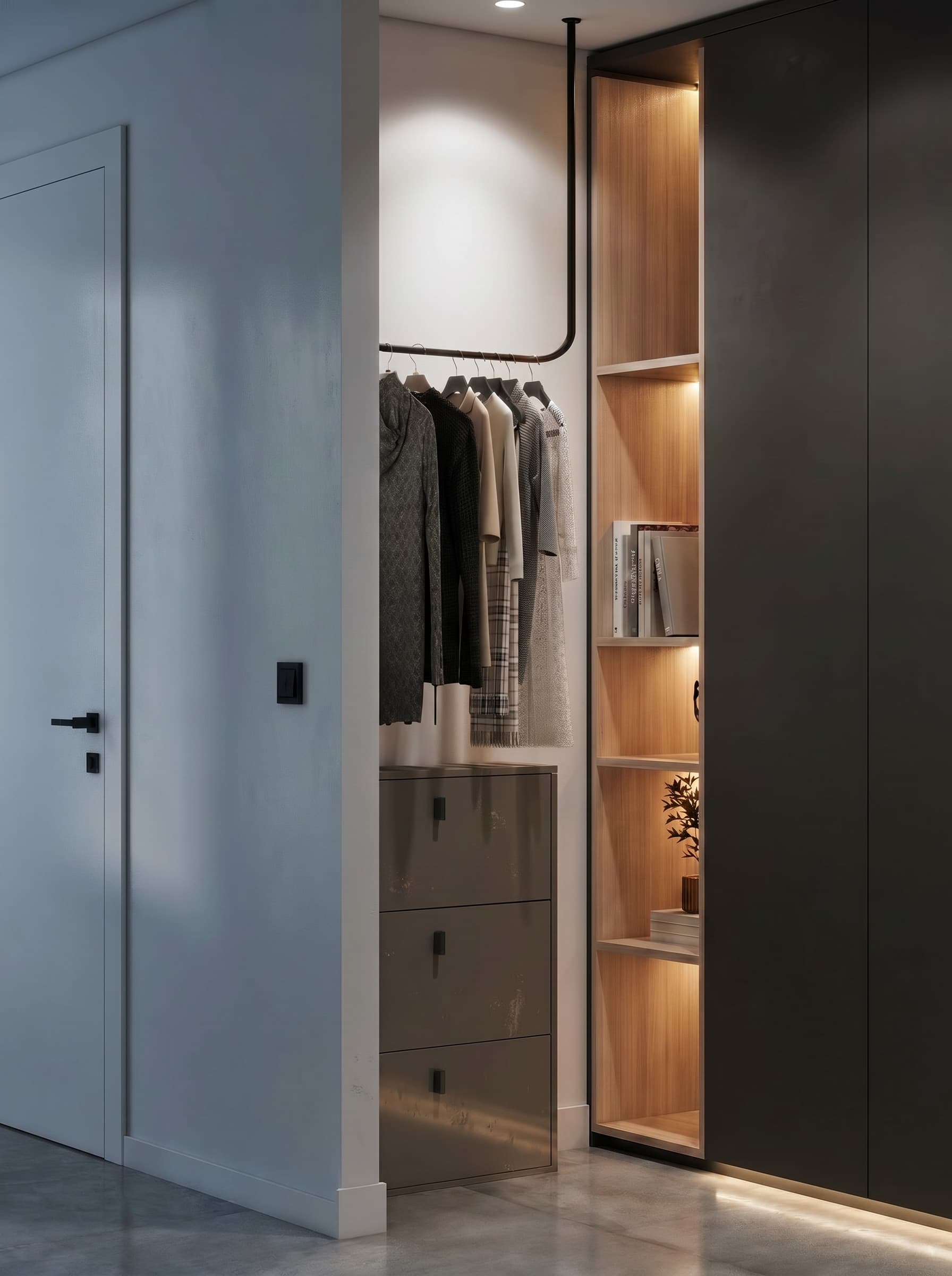 built-in mud room joinery in the entrance foyer for added functionality